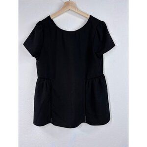 Zara Basic Black Round Neck Short Sleeve Top  Size Medium